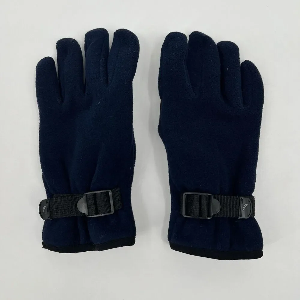 Womens Nautica Navy Blue Fleece Gloves Preppy Outdoor S/M